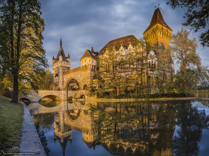 castle reflected in a moat