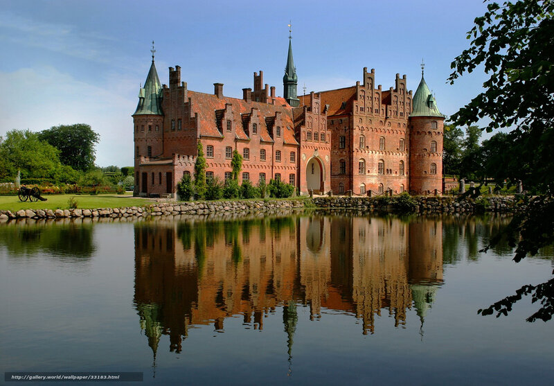 Castle reflected in a moat