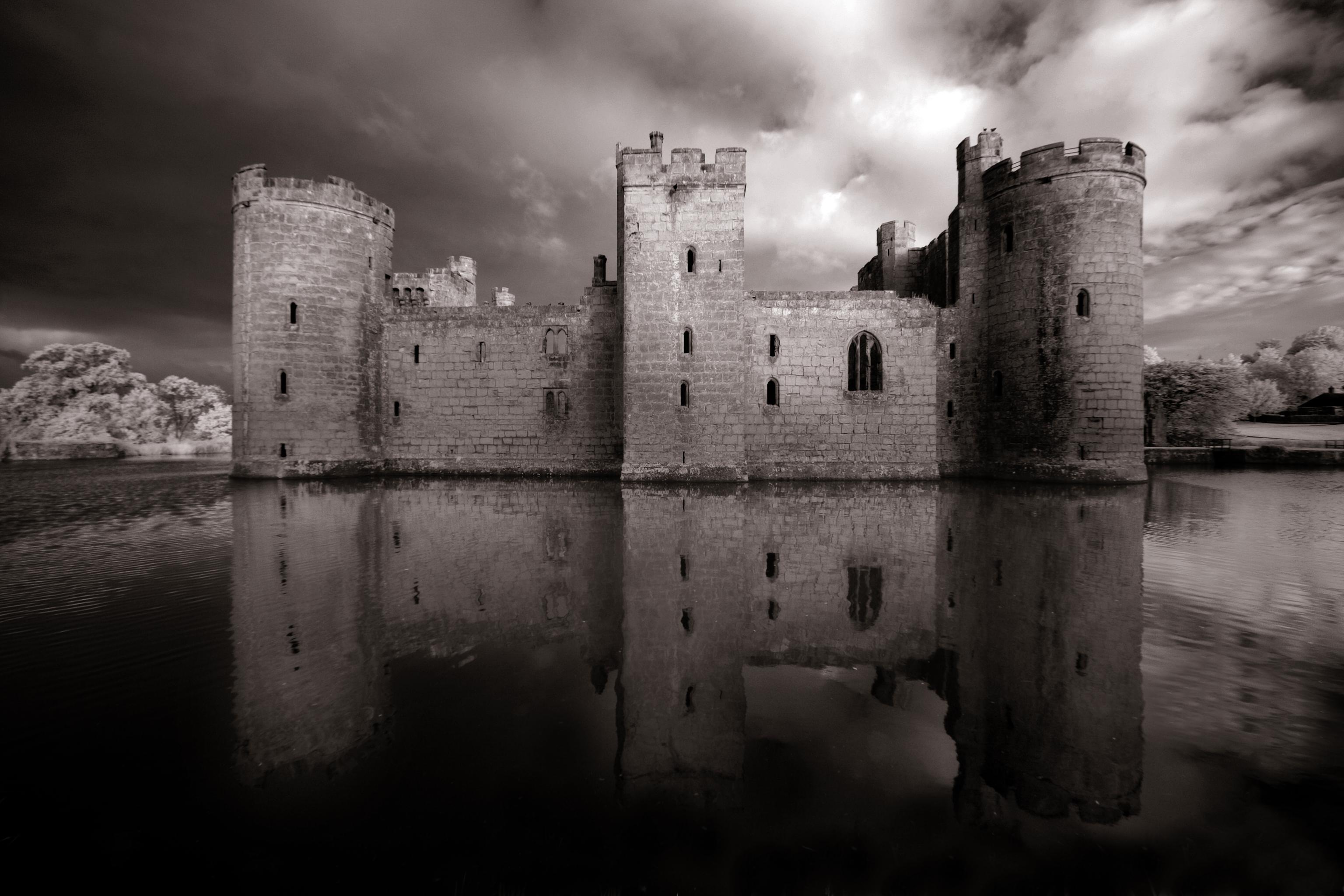 Castle reflected in water
