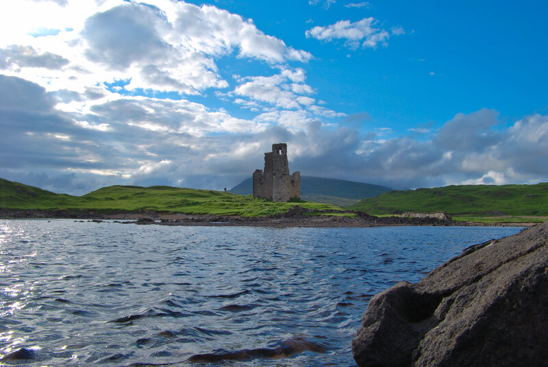 Castle ruin on a coastal hill