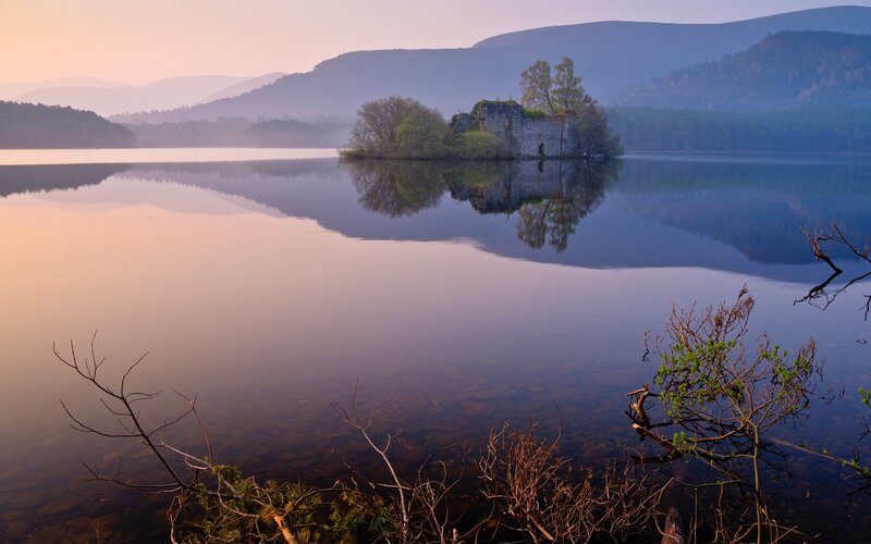Castle ruin on a lake island