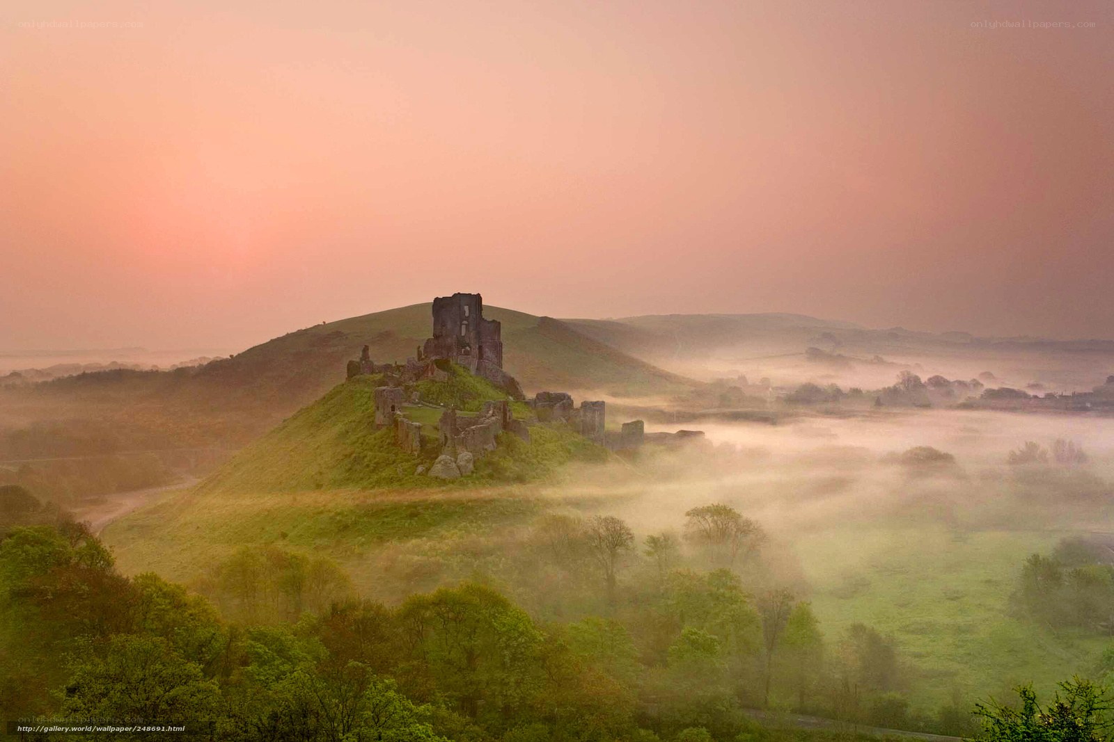 Castle ruins at dawn