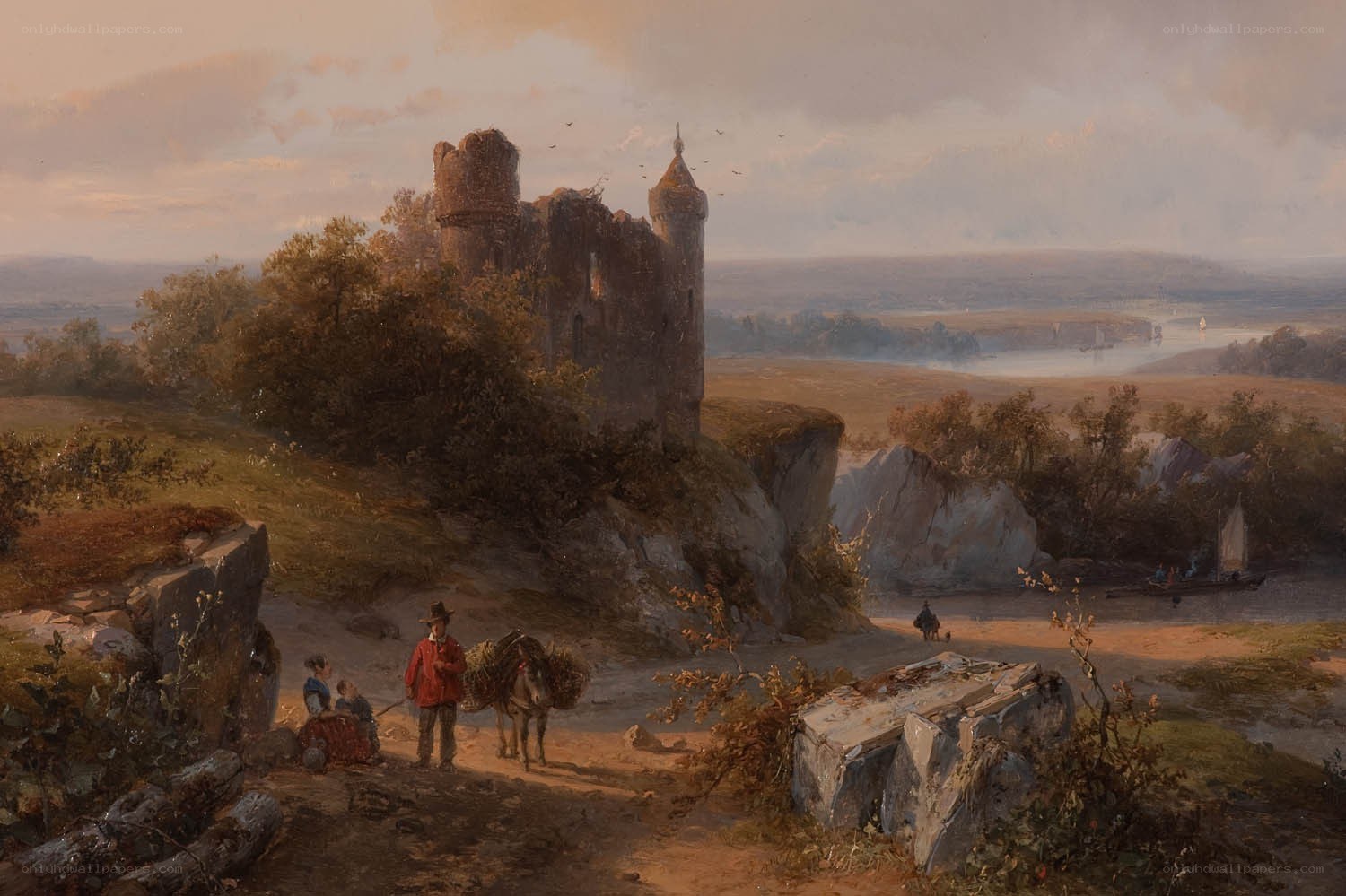 Castle Ruins by a River