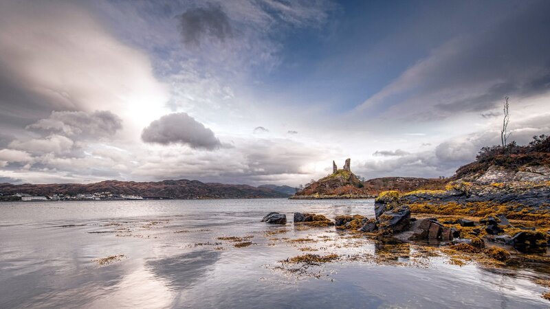 Castle ruins on a rocky island