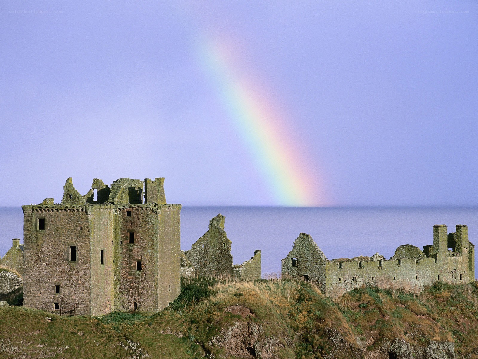 Castle ruins with rainbow