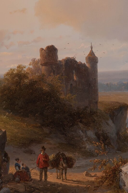 Castle Ruins with Travelers