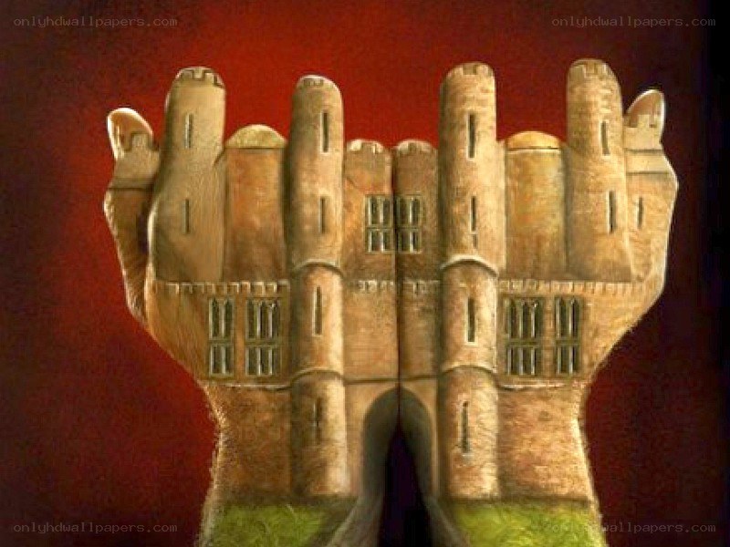 castle shaped like hands