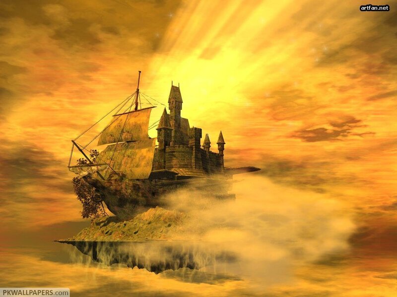 Castle Ship in Clouds