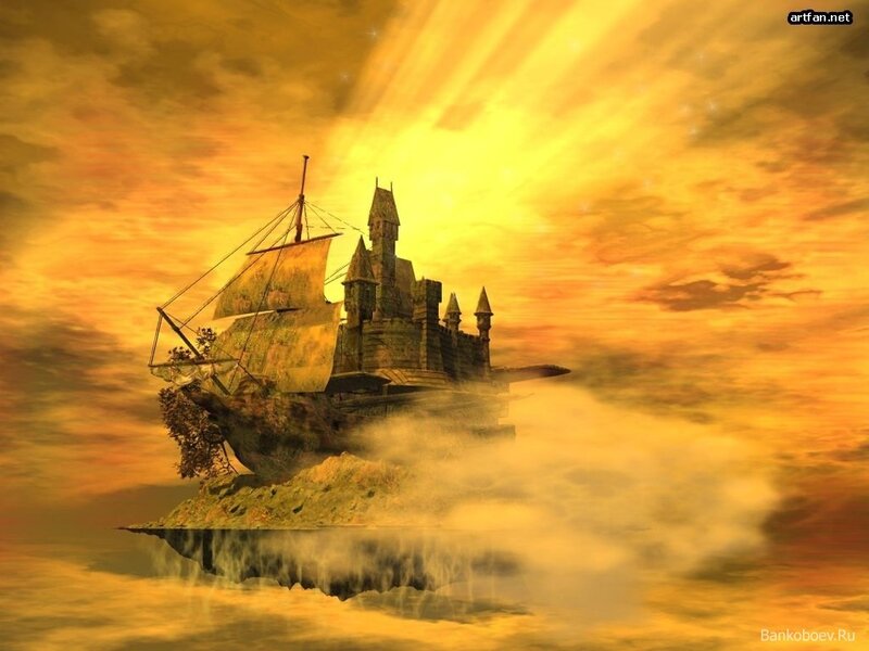 Castle Ship in Clouds — Yellow
