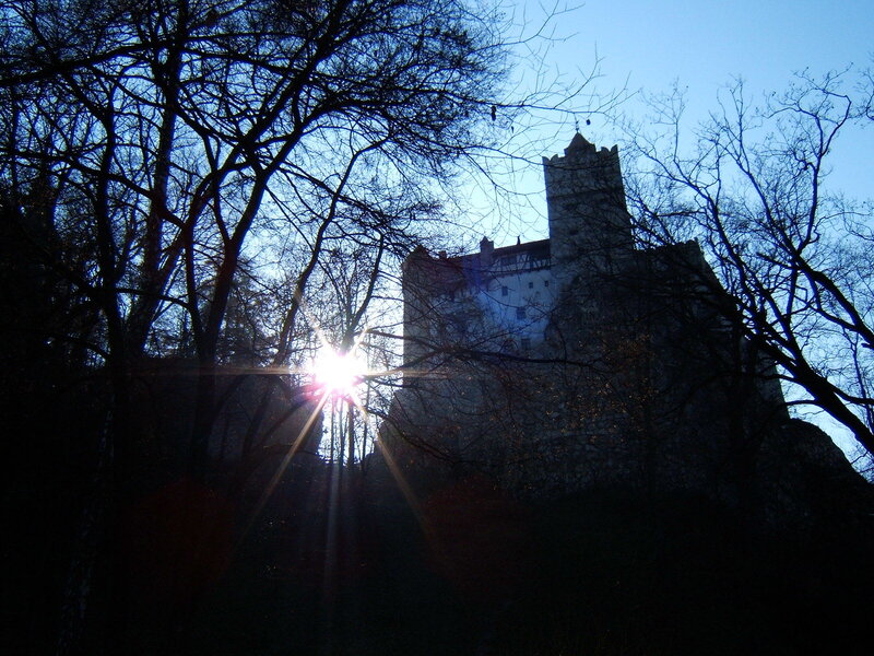 Castle silhouette at sunset
