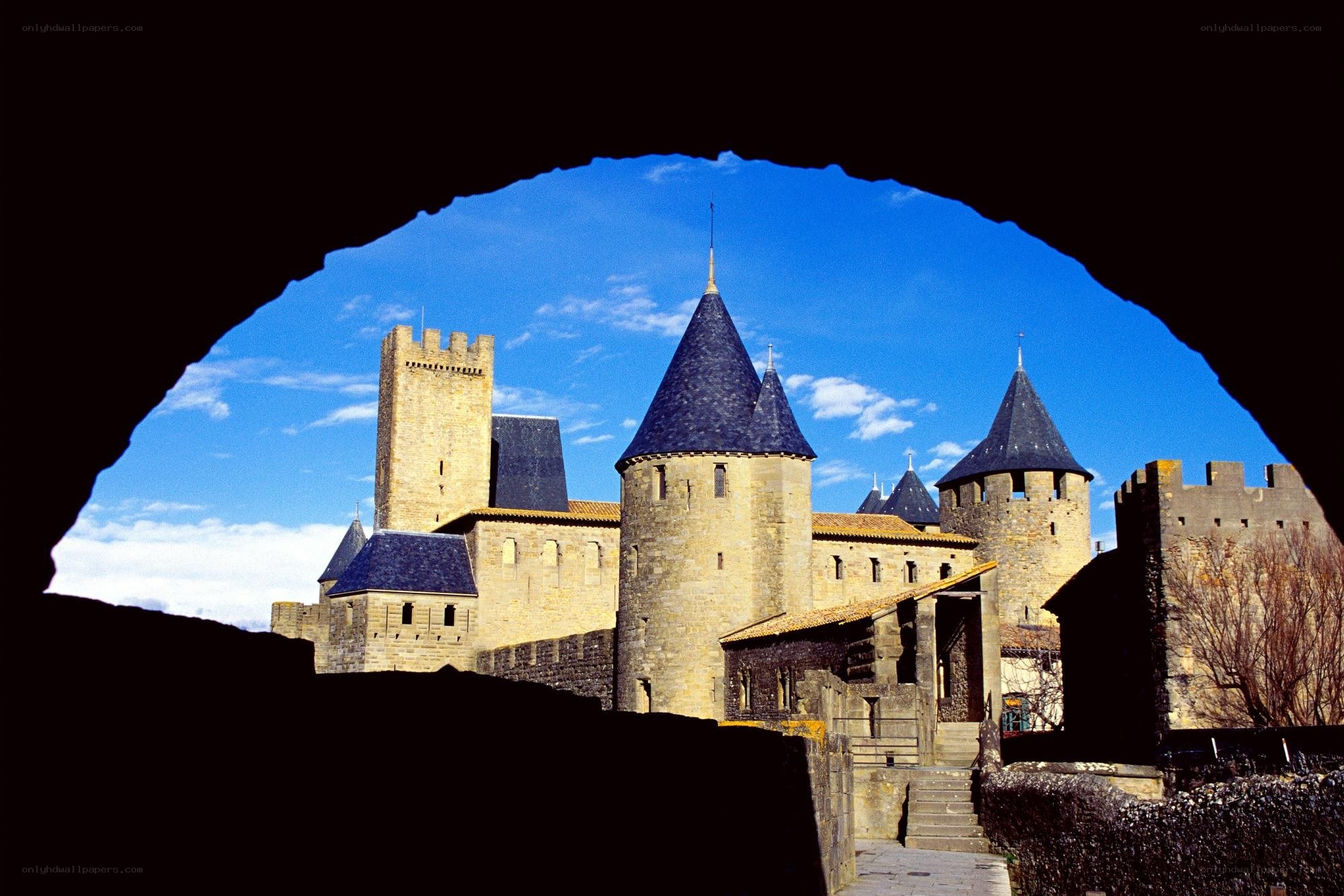 castle through archway view