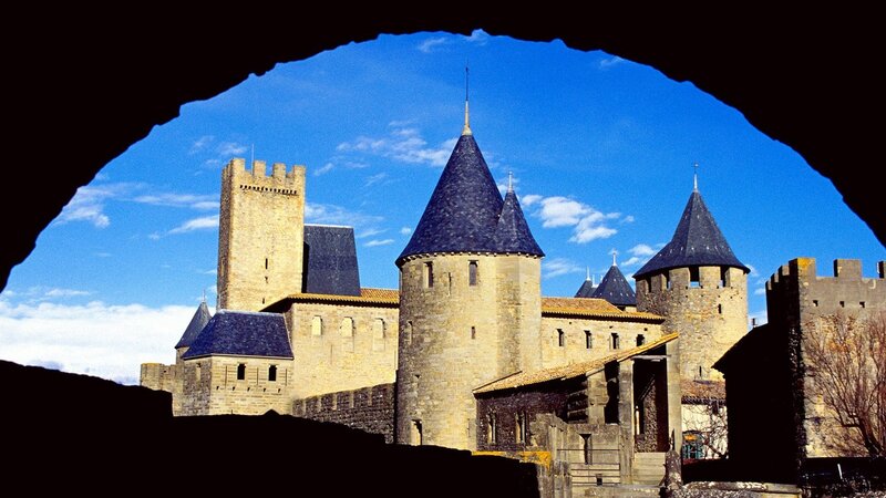 castle through archway view