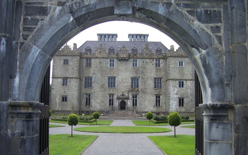 Castle through stone archway