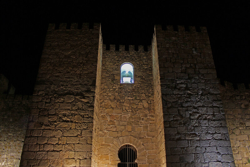 castle tower at night