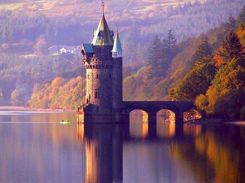 Castle tower on a lake