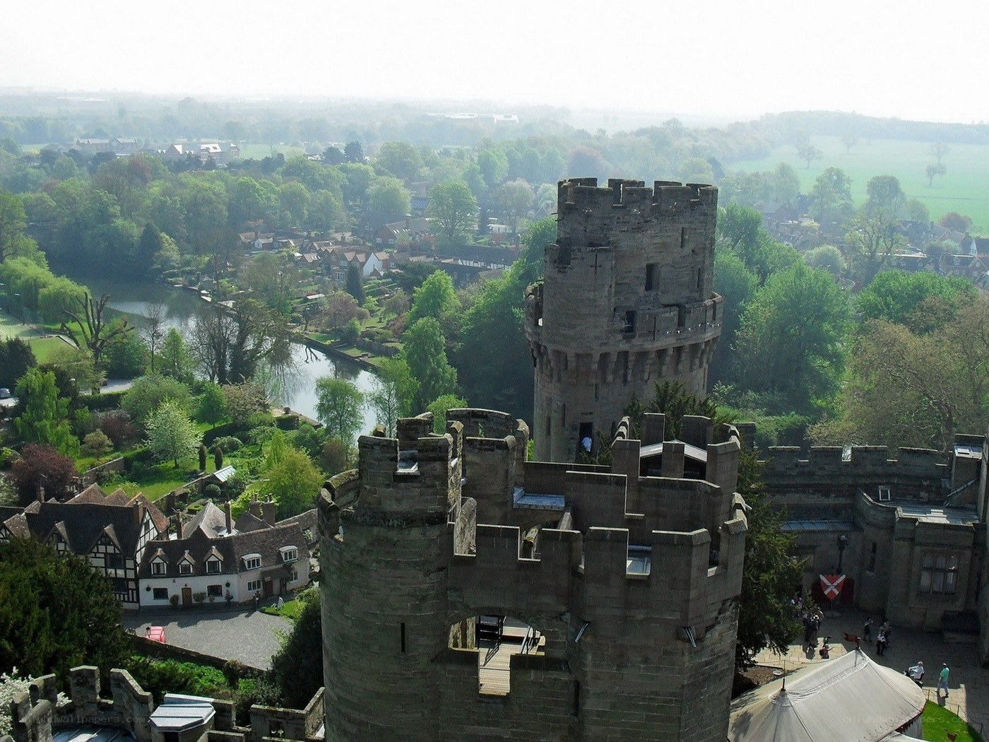 castle tower overlooking village