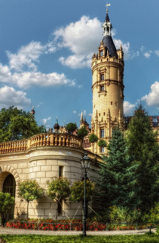 Castle tower with blue sky