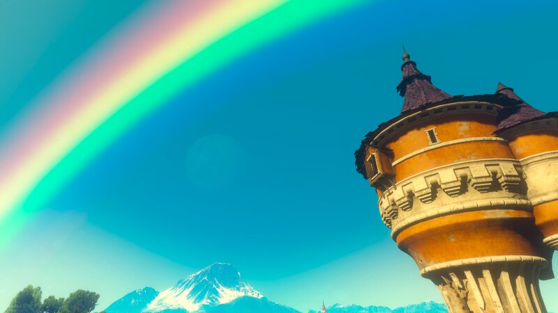 Castle Tower with Rainbow