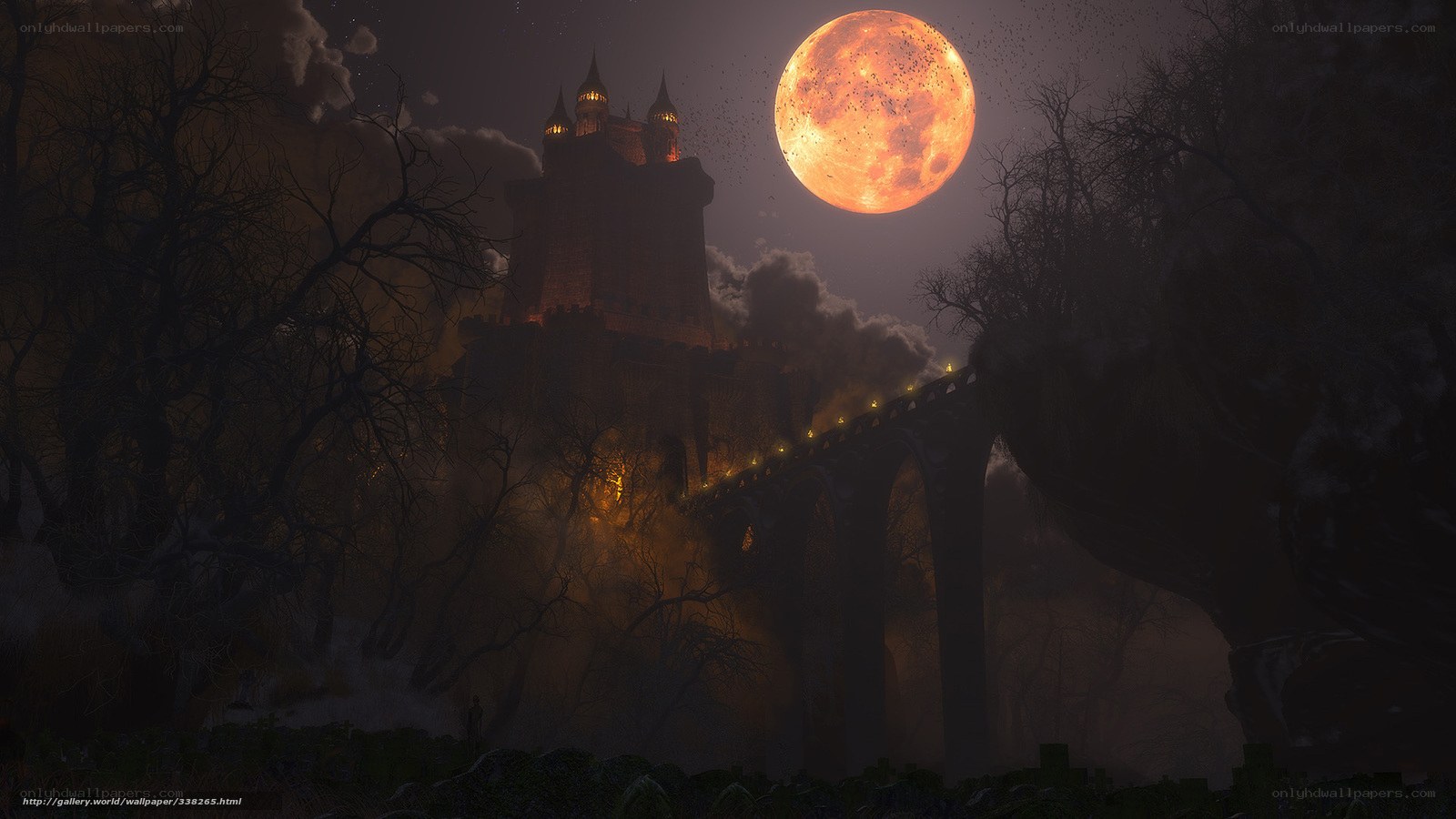 Castle under a blood moon