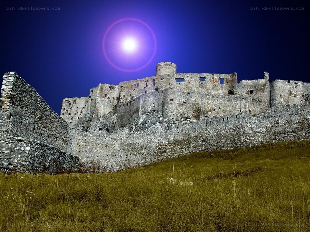 Castle under a bright moon