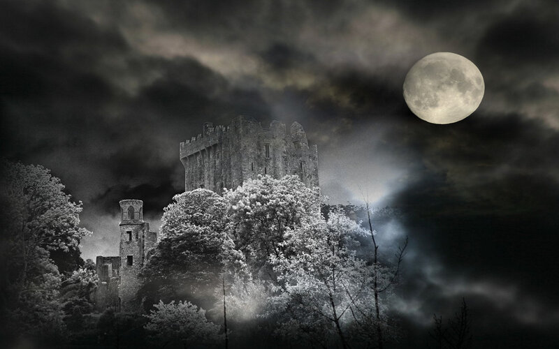 Castle under a full moon