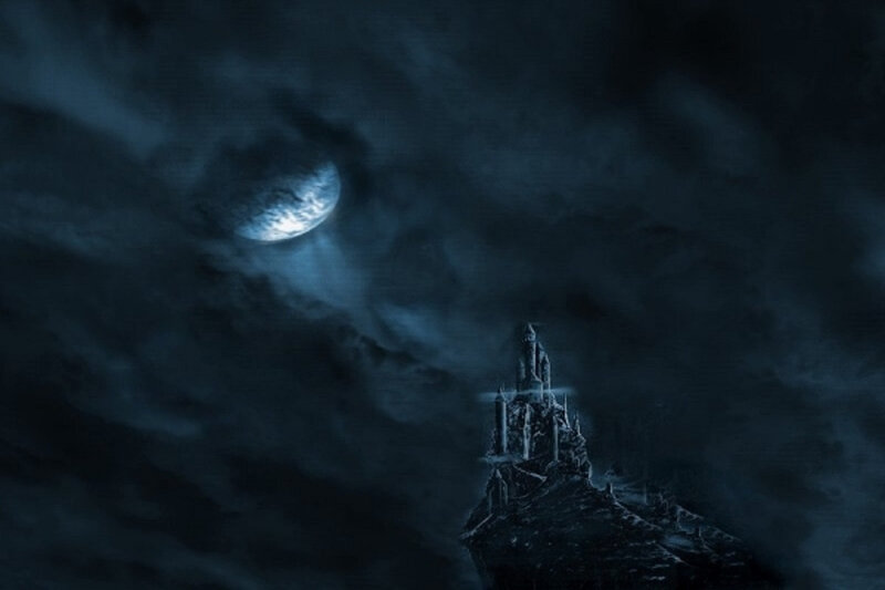 Castle under a moonlit sky