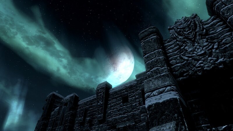castle under aurora sky