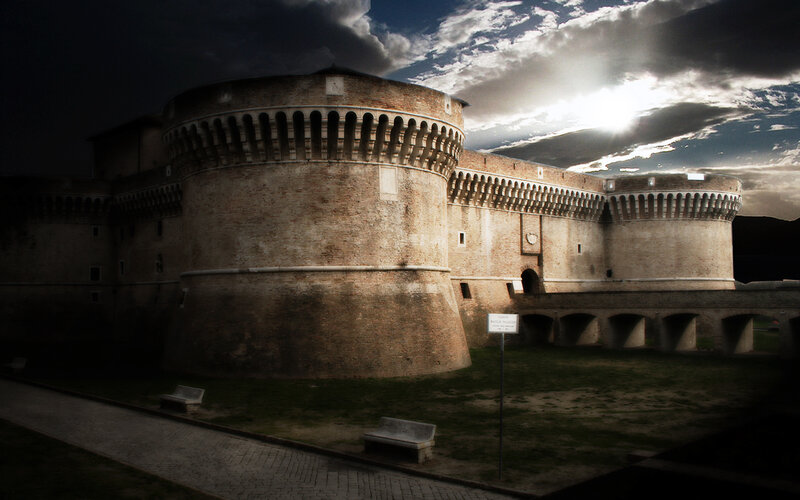castle under dramatic sky