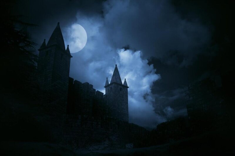 Castle under Moonlight — Blue, Dark