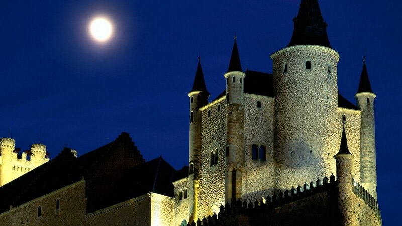 Castle under Moonlight — Blue, Dramatic, Night, Photograph