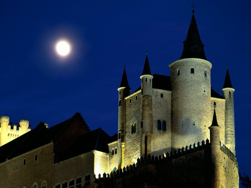 Castle under Moonlight — Blue, Dramatic, Night