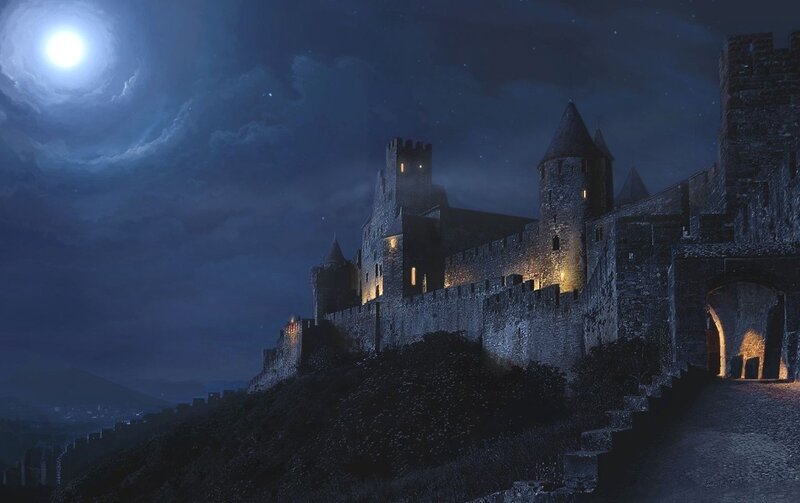 castle under moonlight