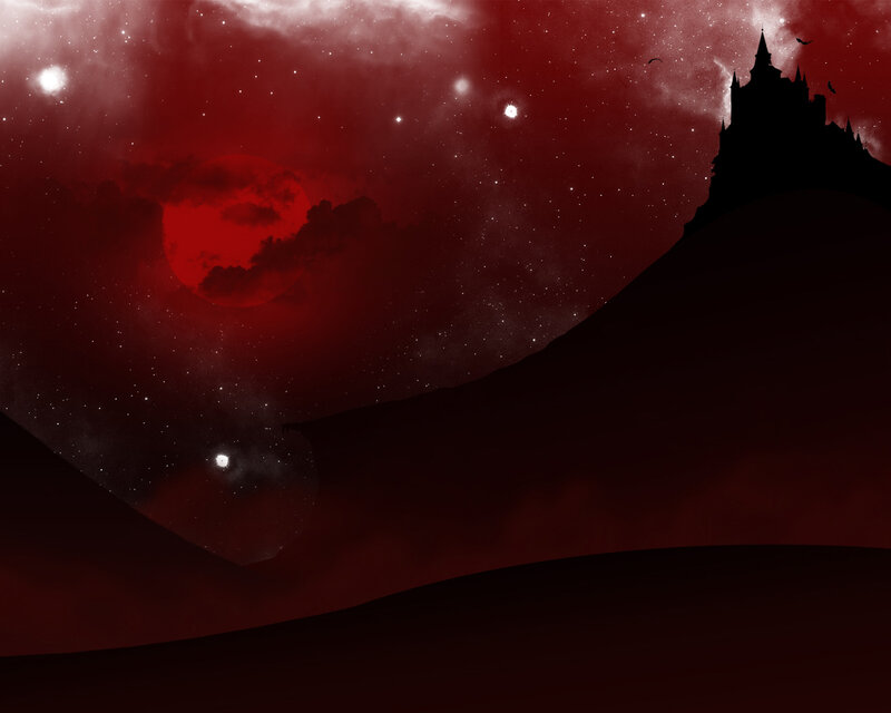castle under red moon