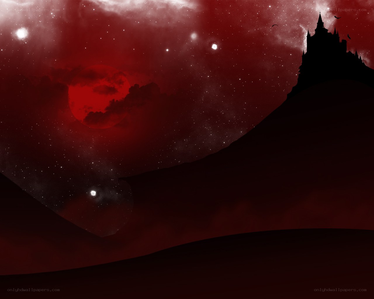 castle under red moon