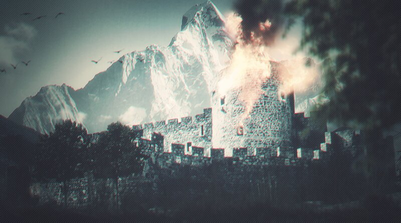 castle under siege in mountains