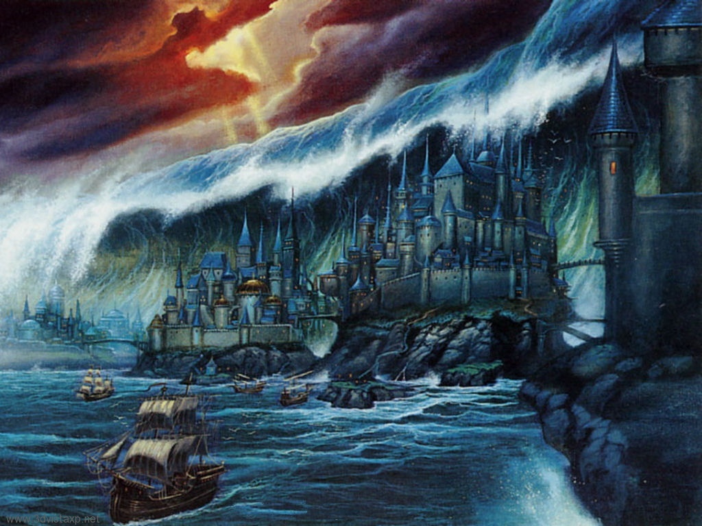Castle under stormy sky