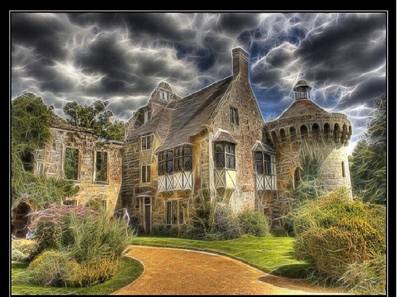 castle under stormy sky