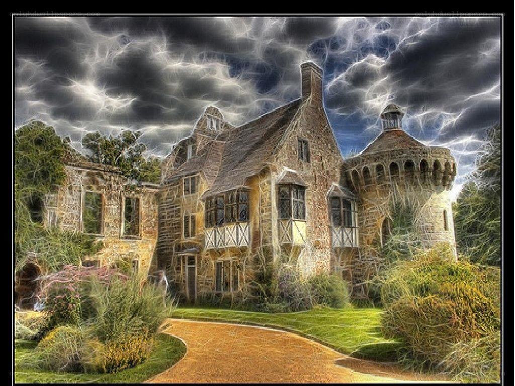 castle under stormy sky