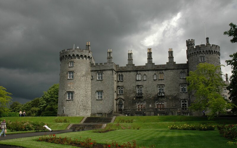 Castle under stormy sky