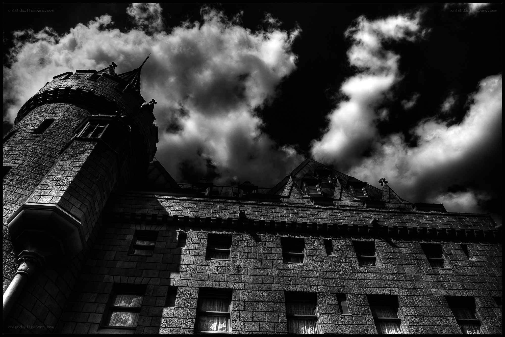 castle under stormy sky
