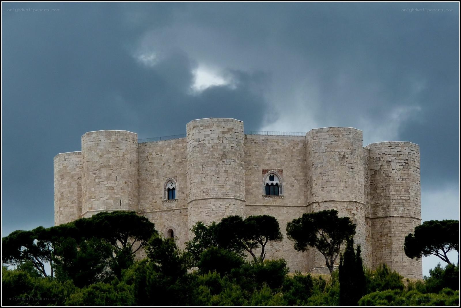 castle under stormy sky