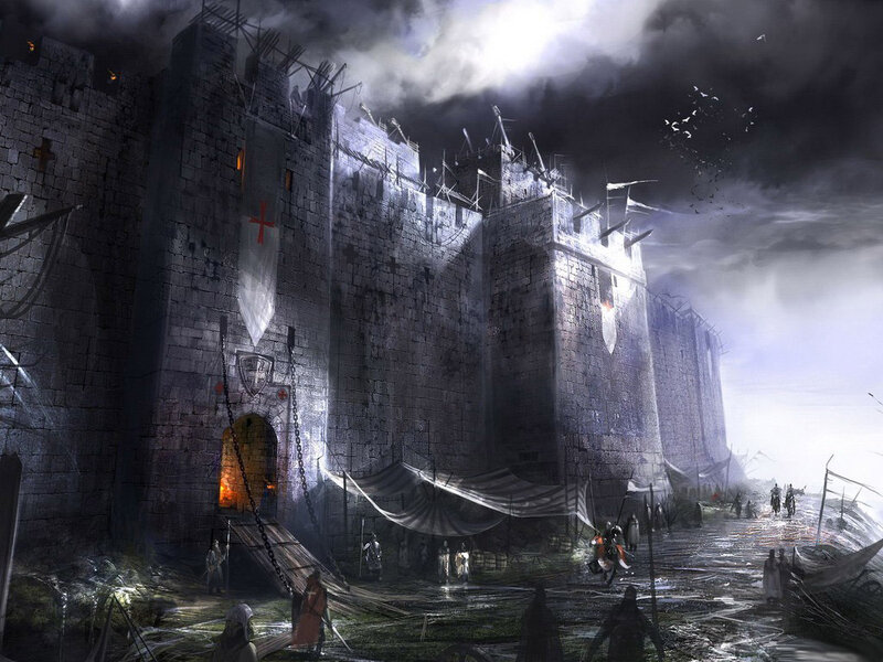 Castle under Stormy Sky — Gray
