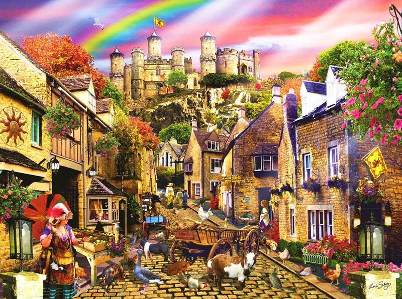 Castle Village Scene — Purple