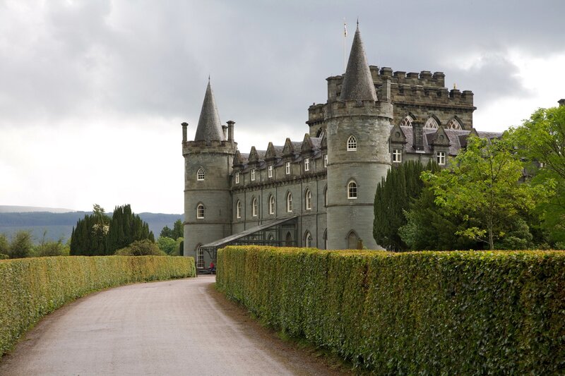 Castle with a winding driveway