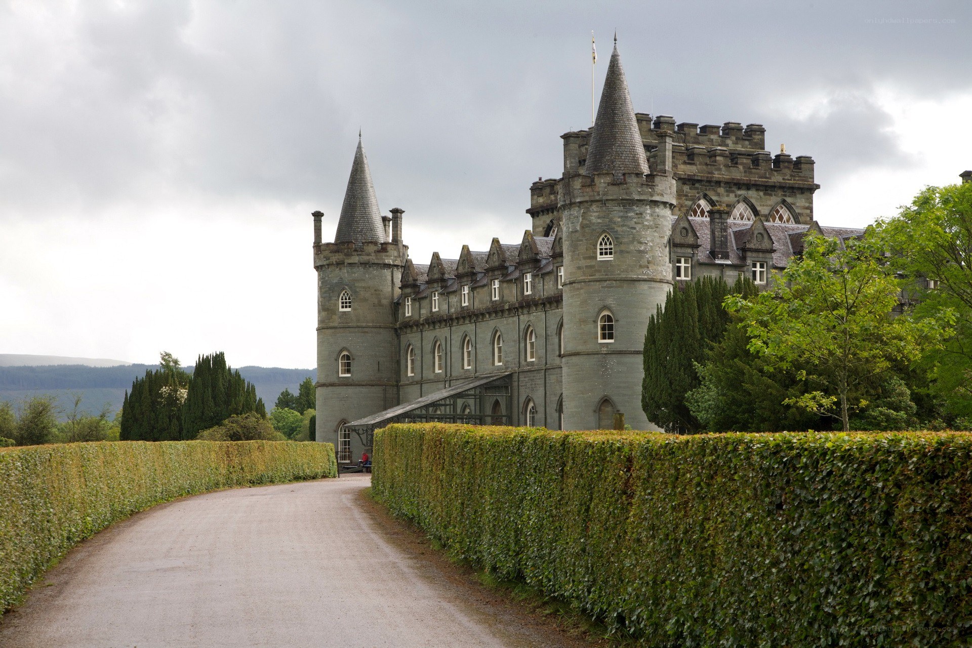 Castle with a winding driveway
