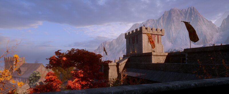 Castle with Autumn Trees — Red
