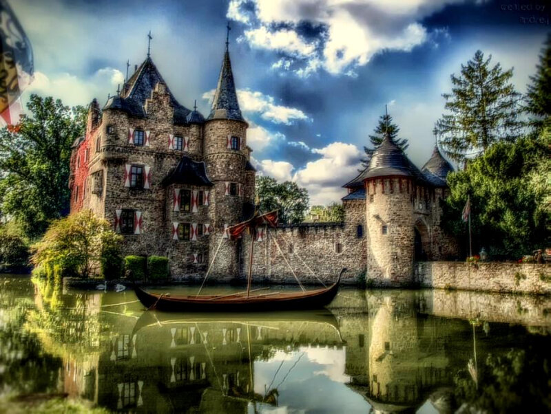castle with boat on moat