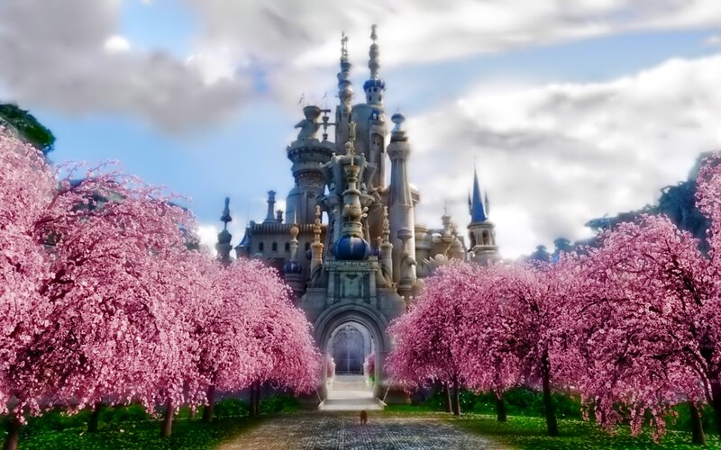 Castle with Cherry Trees — Pink
