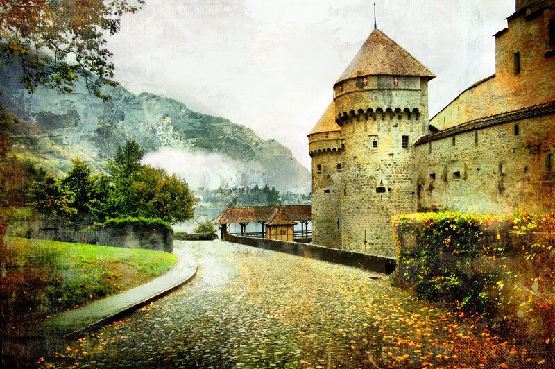 Castle with Cobblestone Path
