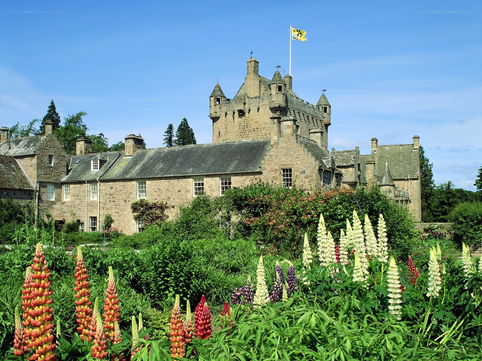 Castle with colorful flowers